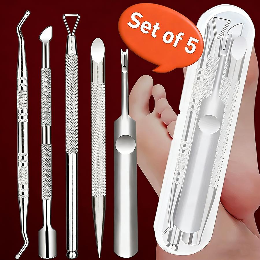 Professional Grade Nail Care Set 5Pcs, Stainless Steel Manicure Pedicure Tools with Portable Travel Case, Ideal Gift