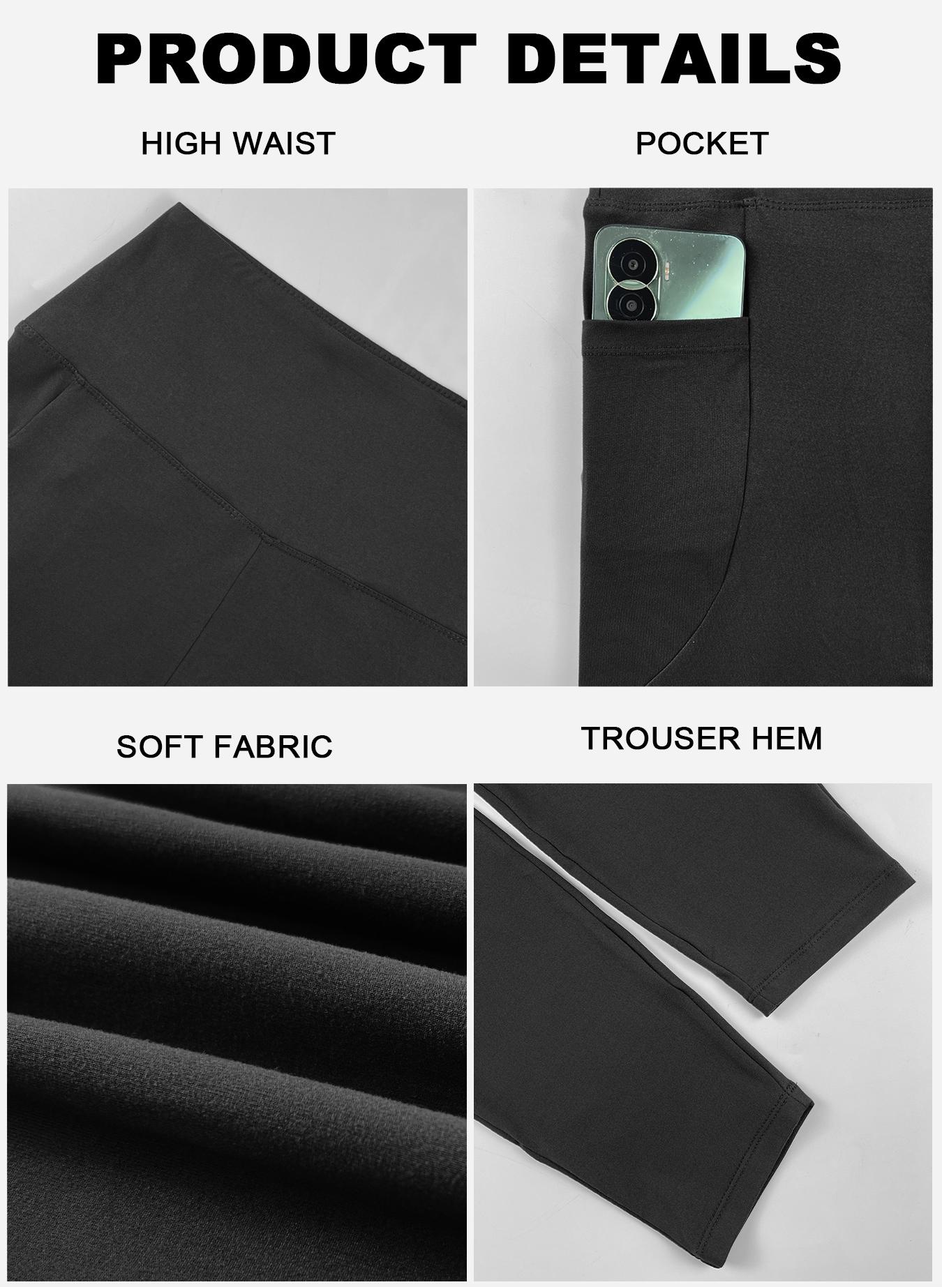 Plus Size Solid High Waist Fitted Leggings with Pockets, High Elastic Four-Way Stretch, All-Day Comfort Fit, 3-Pack Fashionable & Versatile Leggings