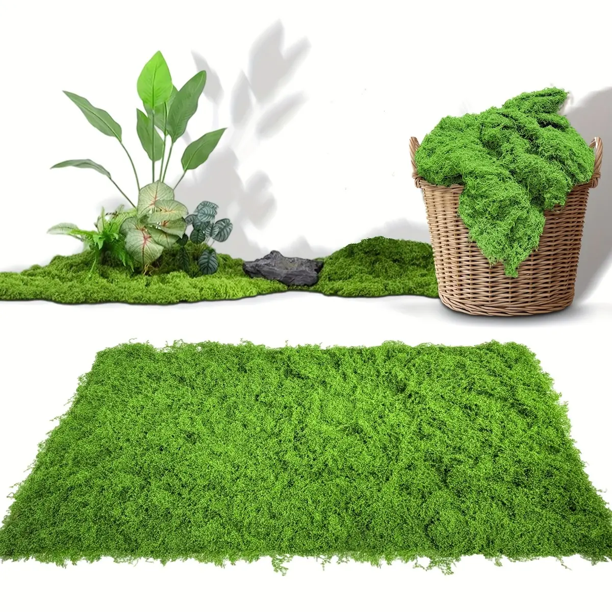 Large size 19.69x78.74 inches, artificial moss blanket, artificial moss, available in two colors - green and light green, home decoration moss pad, easy to cut, suitable for gardens, parties, Christmas, decoration, fish tank landscape, etc Decorative