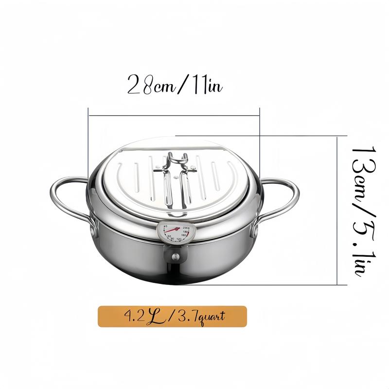 Stainless Steel Deep Frying Pan with Lid, 1 Count Non-stick Deep Fryer with Oil Drip Filter Rack for Fried Chicken Stainless Steel Deep Frying Pan with Lid, 1 Count Non-stick Deep Fryer with Oil Drip Filter Rack for Fried Chicken