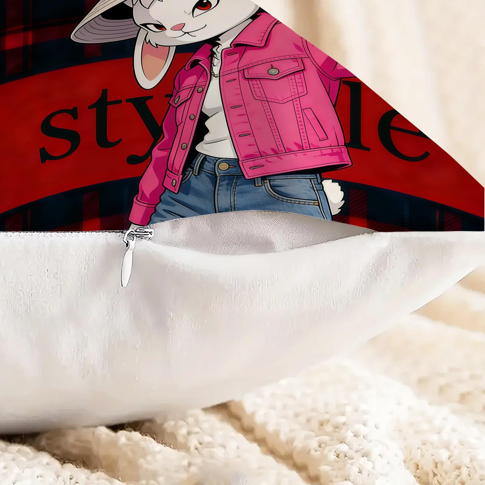 Trendy Rabbit Pattern Pillow, 1 Piece Includes Pillow Core, Soft And Durable, Suitable For Children And Adults, Daily Holiday Birthday Gifts For Beds, Sofas, Cars, Bedroom Decorations