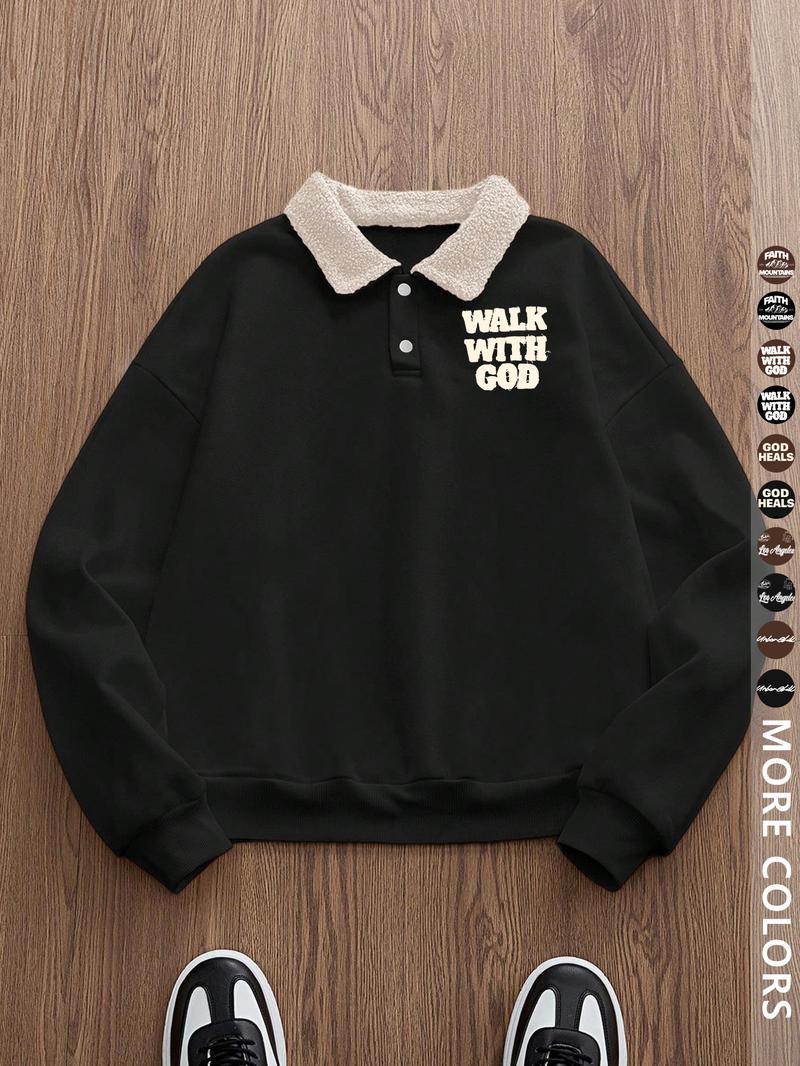 Men's Y2K Autumn Winter Thickened Retro British Style Aesthetic Lamb Wool Collar Polo Shirt, Unisex Casual Fashion, All Seasons Wear