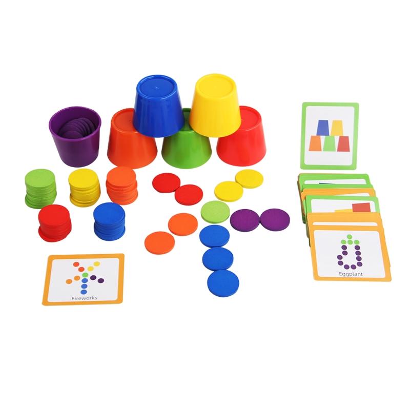 Color Sorting Cups and Memory Discs Game, Shape Sorter, Color Recognition Matching Logic Thinking Training, Fine Motor Skills, Hand Eye Coordination