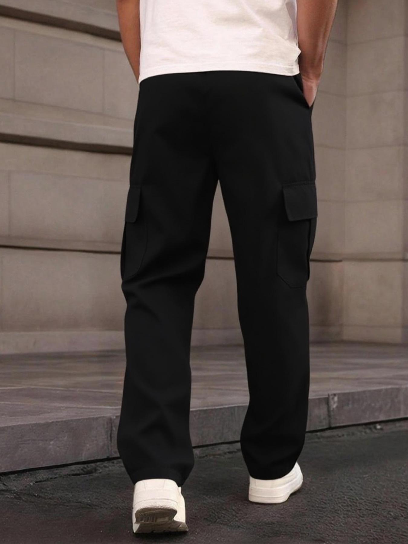 Men's Casual Fitted Cargo Pants with Drawstring Waist Adjustable, Multi-Pocket Design for Daily Wear Comfortable Leisure