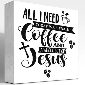 Funny Coffee Decorations, All I Need Today is A Little Bit of Coffee Wooden Box Sign, Humor Quote Coffee Bar Accessories, Coffee Decor Sign for Home Kitchen Office Coffee Lovers Coffee Station Bar Rustic Farmhouse Design Vintage Decor 5x5inch
