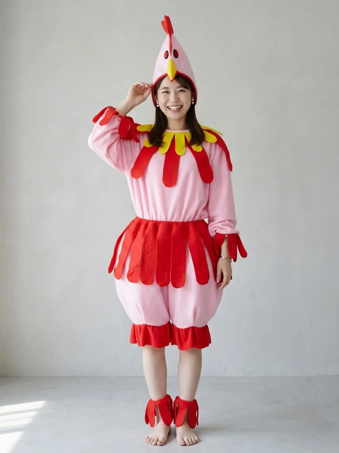 Adult Female Chicken Costume for Stage Performances, Halloween Cosplay Dance Party, Long Loose-Fit Print Top for All Seasons
