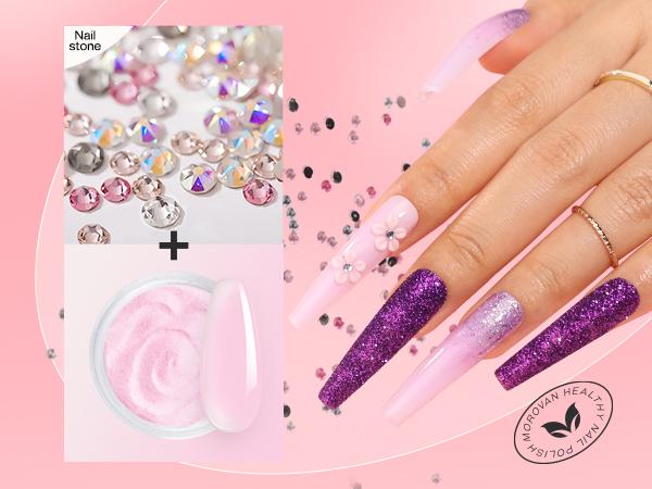 Morovan Blossom Series Acrylic Nail Kit with UV Lamp 4Colors Gel Polish 12Glitter Powder Complete Tools for Beginners Manicure Cuticles