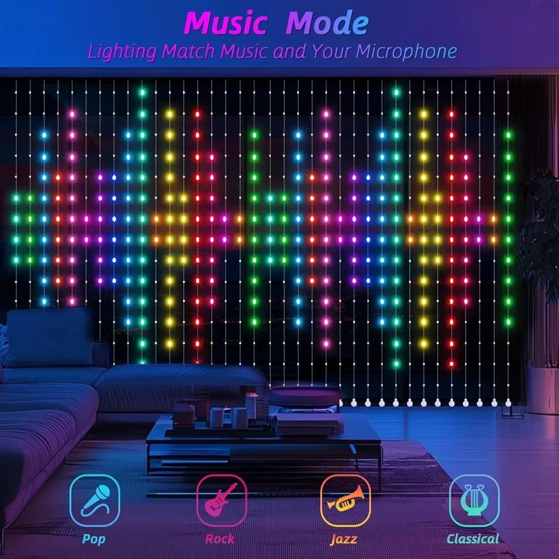 Smart LED Curtain Lights with 400 LEDs, 10x10ft Large & App/Remote Control, USB Powered for Bedroom, Christmas Party, Wedding, Outdoor, Wall, Jellyfish & Lava Lamp Style Decoration