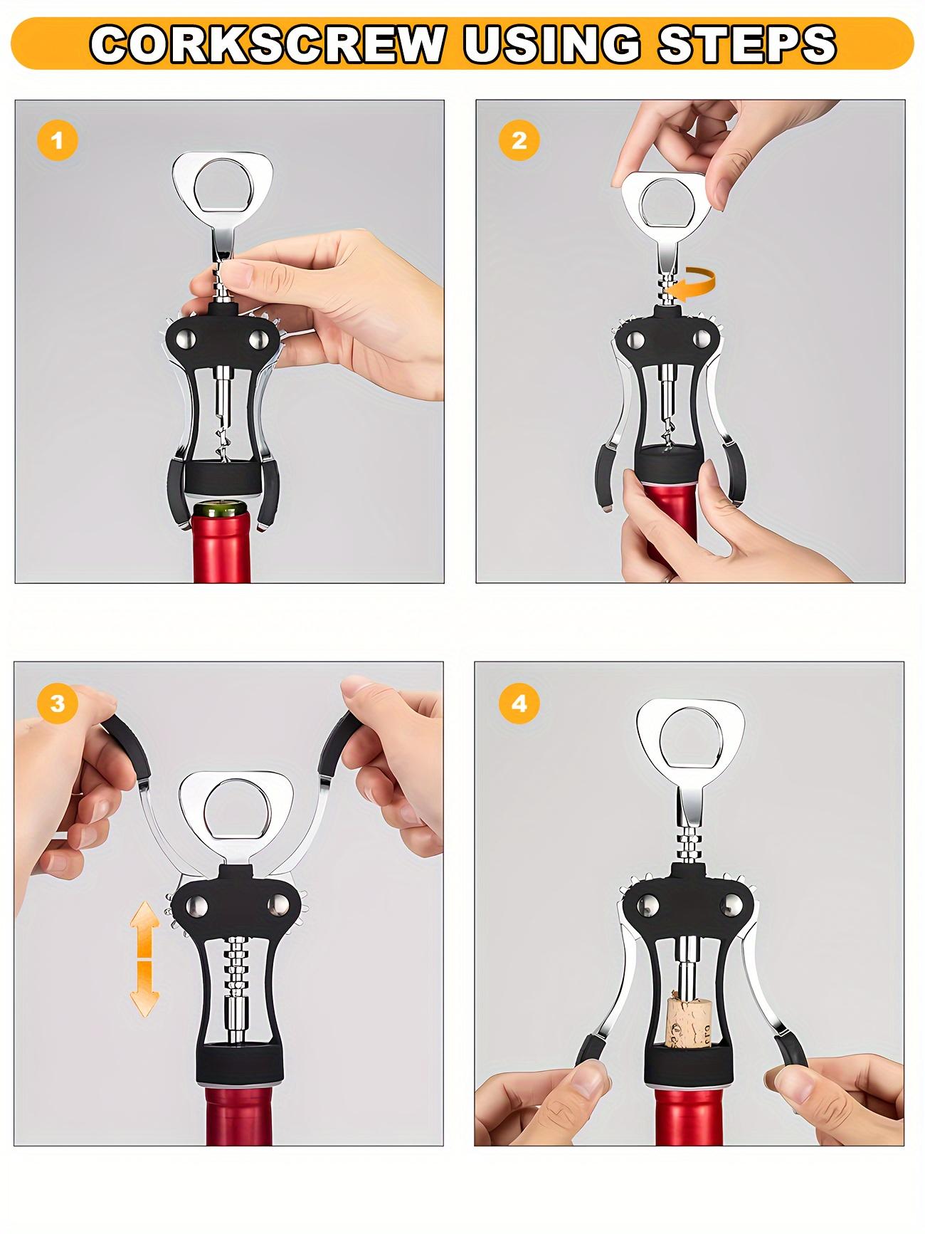 Wing Corkscrew 4Pcs Set Multifunctional Wine Beer Bottle Opener Stainless Steel Kitchen Bar Gadget
