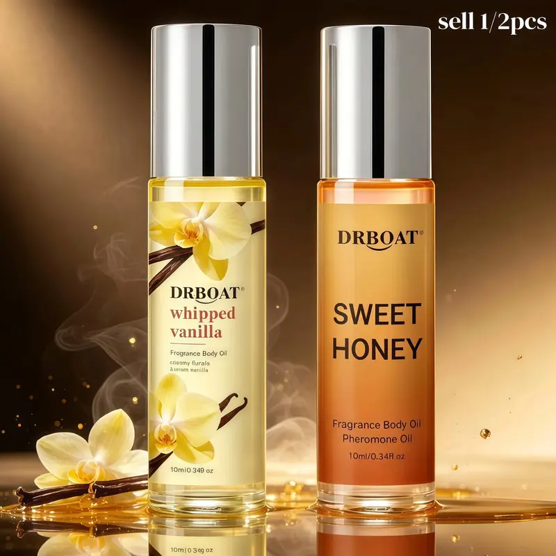 Pheromone Oil Set - 2×10ML Roll-On Perfume Oil, Vanilla & Honey Oud Eau De Toilette, Fresh Aromas, Seductive Luxurious Scent, Daily Use, Travel Friendly