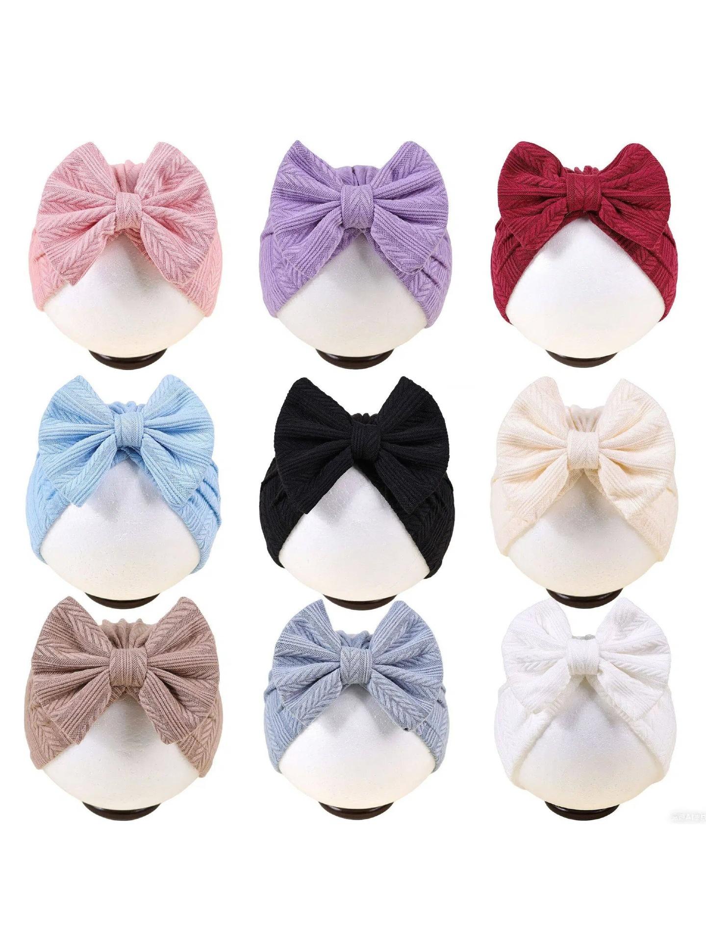 Super Soft Solid Color Bow Baby Beanie, Warm & Breathable Newborn Hat, Cute Stretch Fit for All Seasons, Best