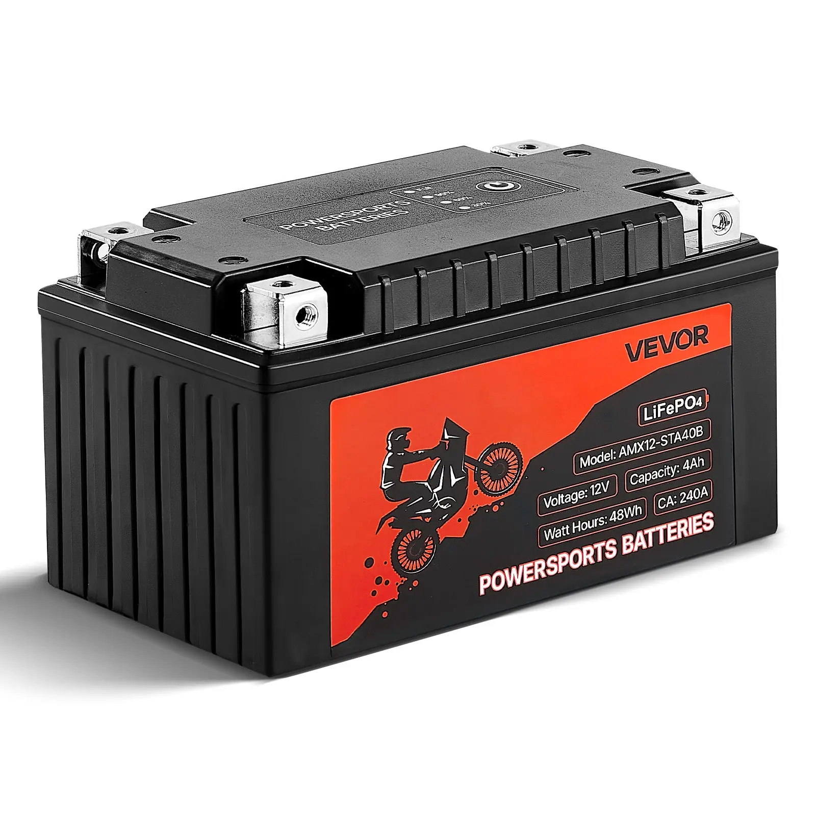 【toolupgrade】VEVOR Motorcycle Battery, 12 Volt 4Ah, LiFePO4 Lithium Pre-Charged Powersports Battery, Maintenance Free High Performance, Compatible with ATV, Motorcycle, Jet Skis, Scooter, UTV, and More