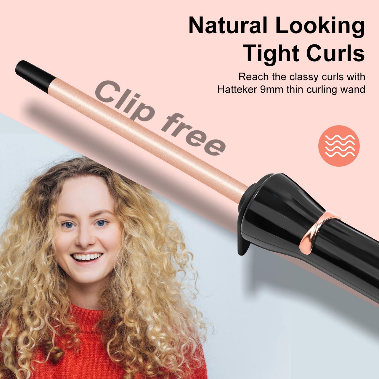 Hatteker 3/8 Inch Hair Curling Iron,9mm Tiny Curling Wand for Home & Salon Use,Portable Hair Styling Tool for Women & Girls,for Short & Long Hair Hatteker 3/8 Inch Hair Curling Iron,9mm Tiny Curling Wand for Home & Salon Use,Portable Hair Styling Tool for Women & Girls,for Short & Long Hair