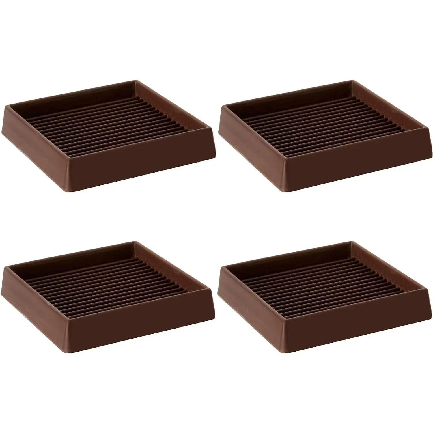 4x4 Rubber Caster Cups, Non Slip Furniture Pads - 4 Pack | Anti-Slip Furniture Grippers, Floor Protectors for Bed, Couch Stoppers, BrownGift