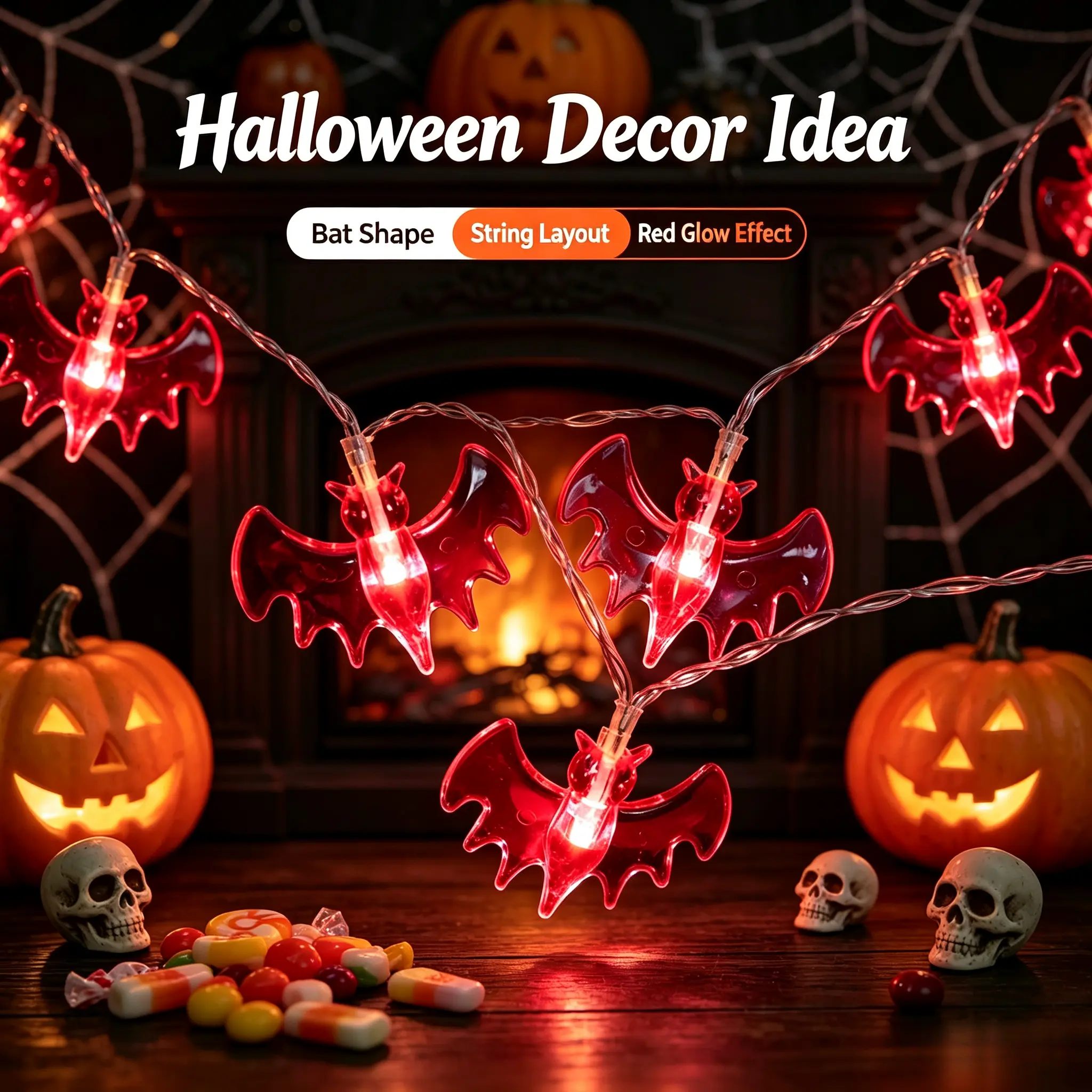 Halloween Bat LED String Lights, Purple Halloween Fairy Lights, Waterproof Indoor Outdoor Decor Lamp for Yard, Garden, Patio, Stage, Halloween Party Atmosphere Decoration, 120 Inch & 200 Inch Available