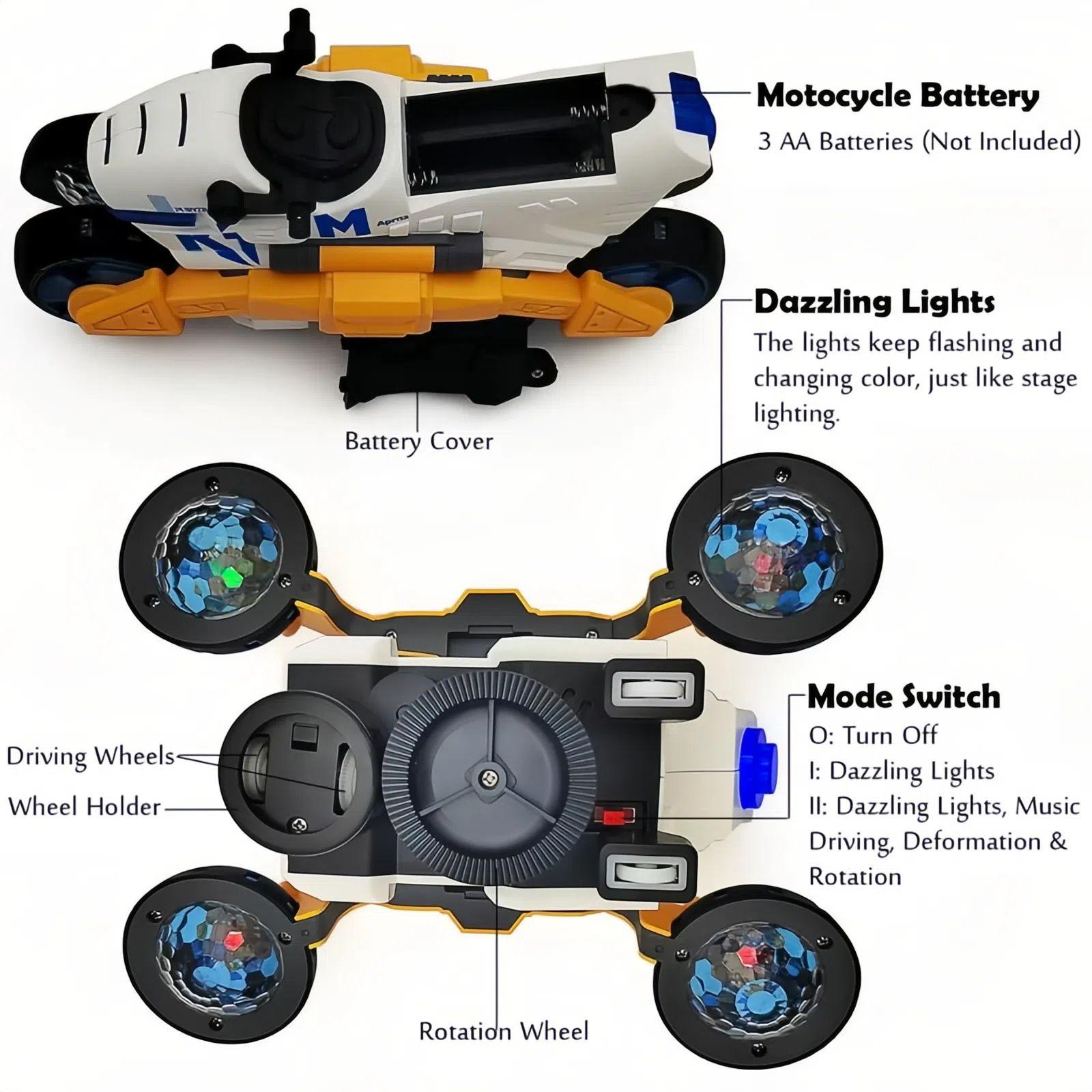 Auto-rotating Electric Motorcycle Vehicle Toys with Smart Obstacle Avoidance, Spins, 360° Movement,Dazzling Lights, Cool Music & Transformation; Christmas Birthday Gift for Kids Boys Girls,Kids Play, Gaining Pride.toy motorcycles for toddlers 2-4 / TOYS Auto-rotating Electric Motorcycle Vehicle Toys with Smart Obstacle Avoidance, Spins, 360° Movement,Dazzling Lights, Cool Music & Transformation; Christmas Birthday Gift for Kids Boys Girls,Kids Play, Gaining Pride.toy motorcycles for toddlers 2-4 / TOYS