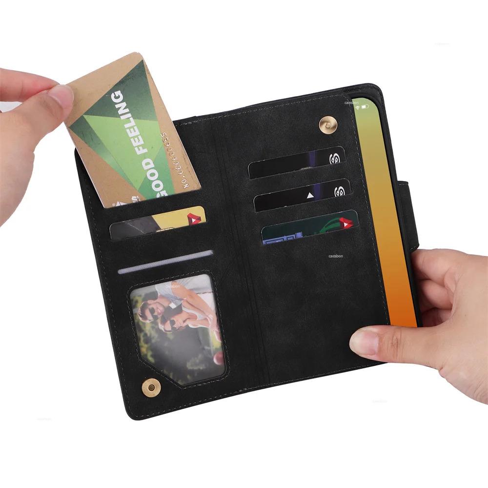 Zipper Wallet Phone Case for IPhone 17 1615 14 13 12 11 Pro Max Mini  Card Slots Strap Leather Cover