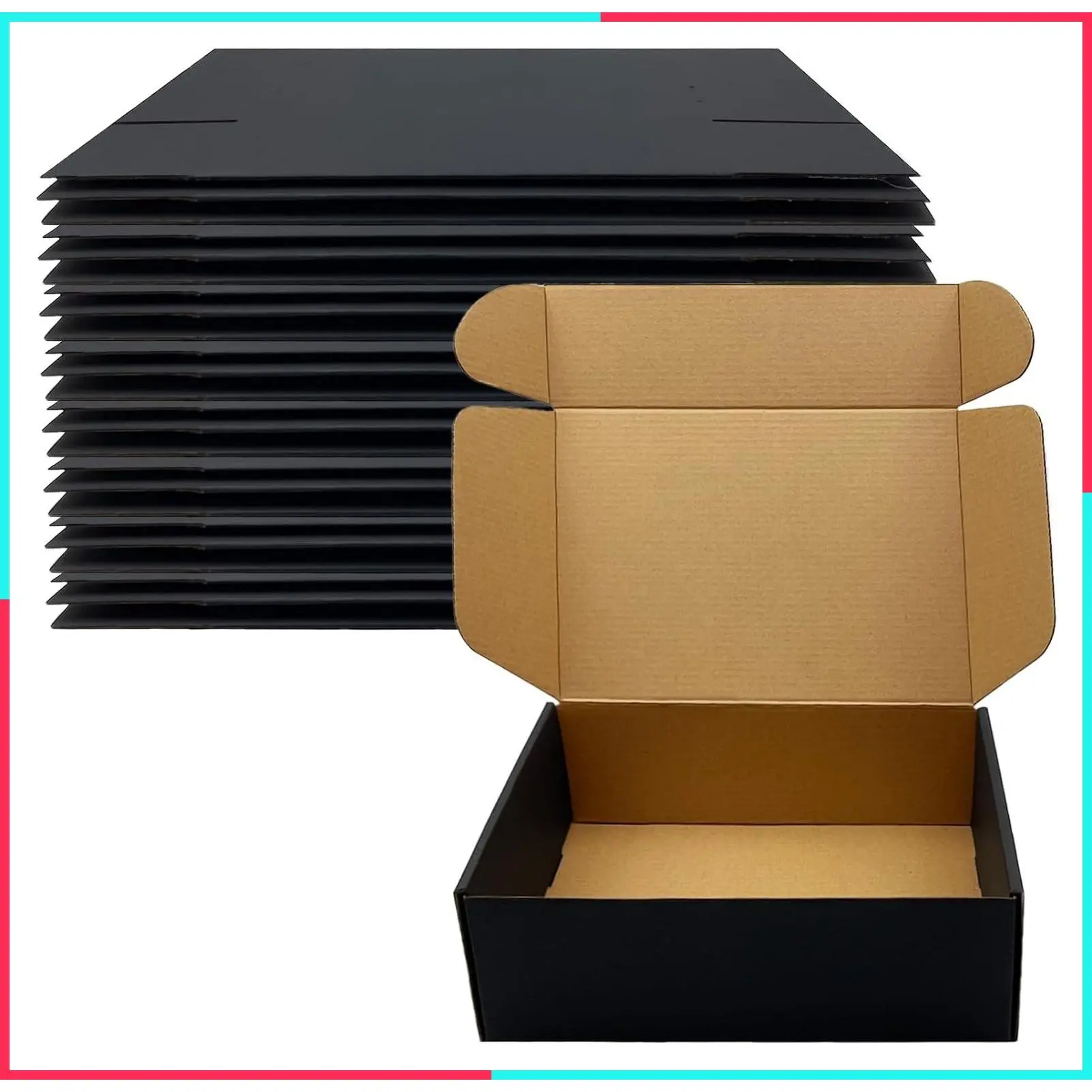 24 Pack 10x7x3 Inch Black Cardboard Shipping Boxes, Mailer Boxes for Small Business Packaging, Gift Giving, Crafts, Flat Items, and Product Shipping, Easy Assembly
