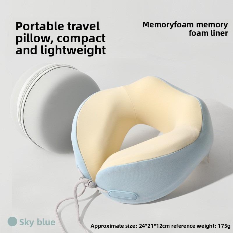 Memory foam U-shaped travel neck pillow, portable and foldable support pillow, necessary for travel comfort