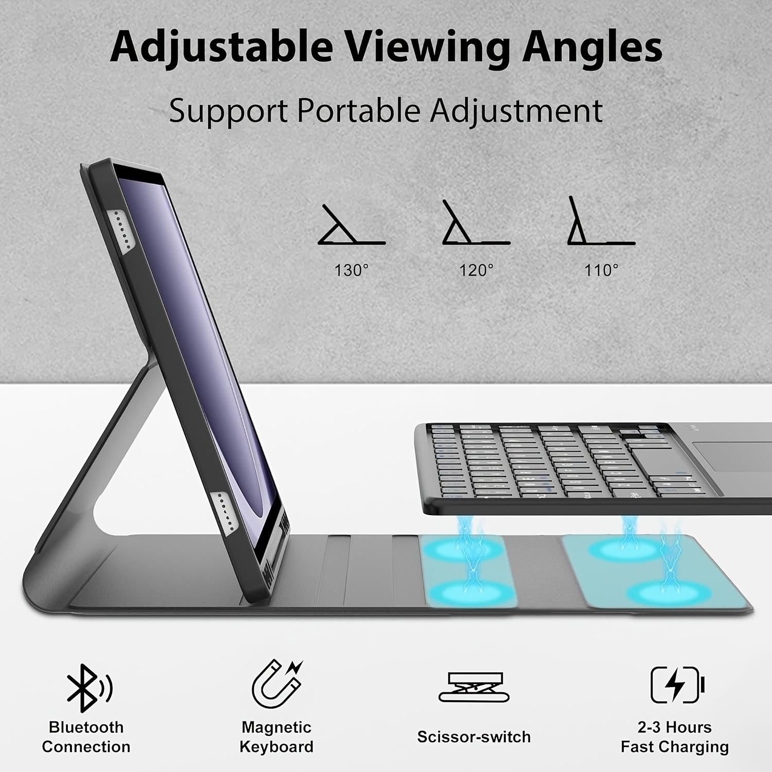 Samsung Galaxy Tab A9 Plus/a11+ Keyboard Case, Bluetooth-compatible Mouse Combo, Detachable Rechargeable Touchpad, Type-C Port, 280mah Battery