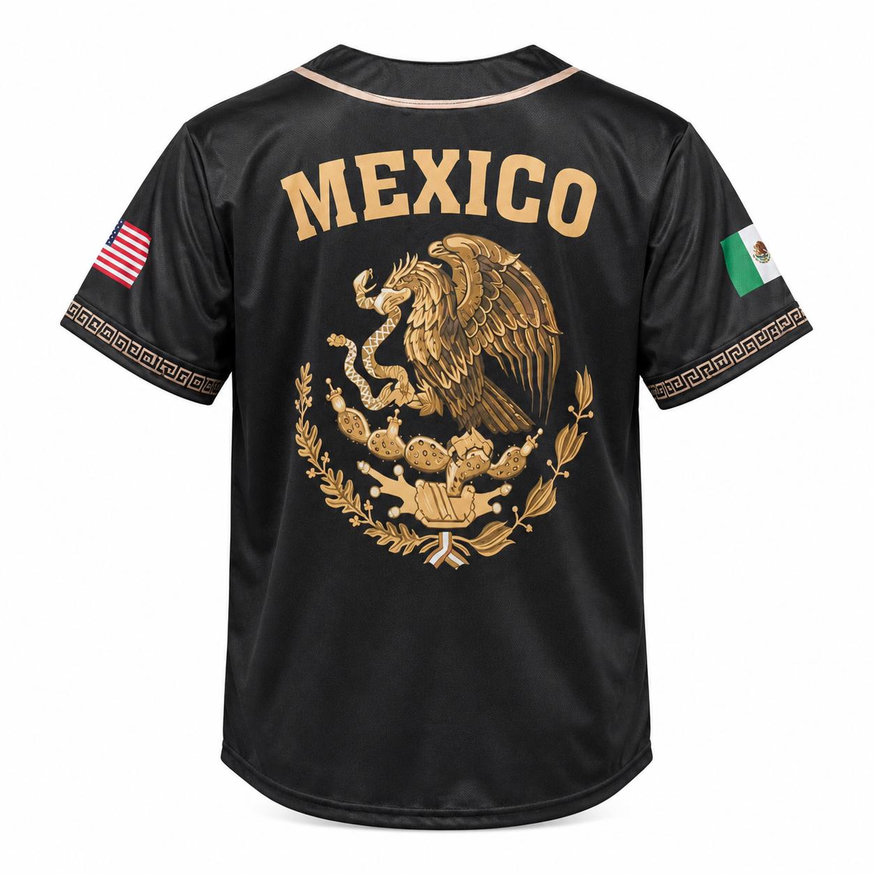 Mexico Jersey - Vintage Mexican Style Breathable Athletic Top, Green White Red Button-Up Casual Sports Jersey, Men's Summer Throwback Sportswear Gift