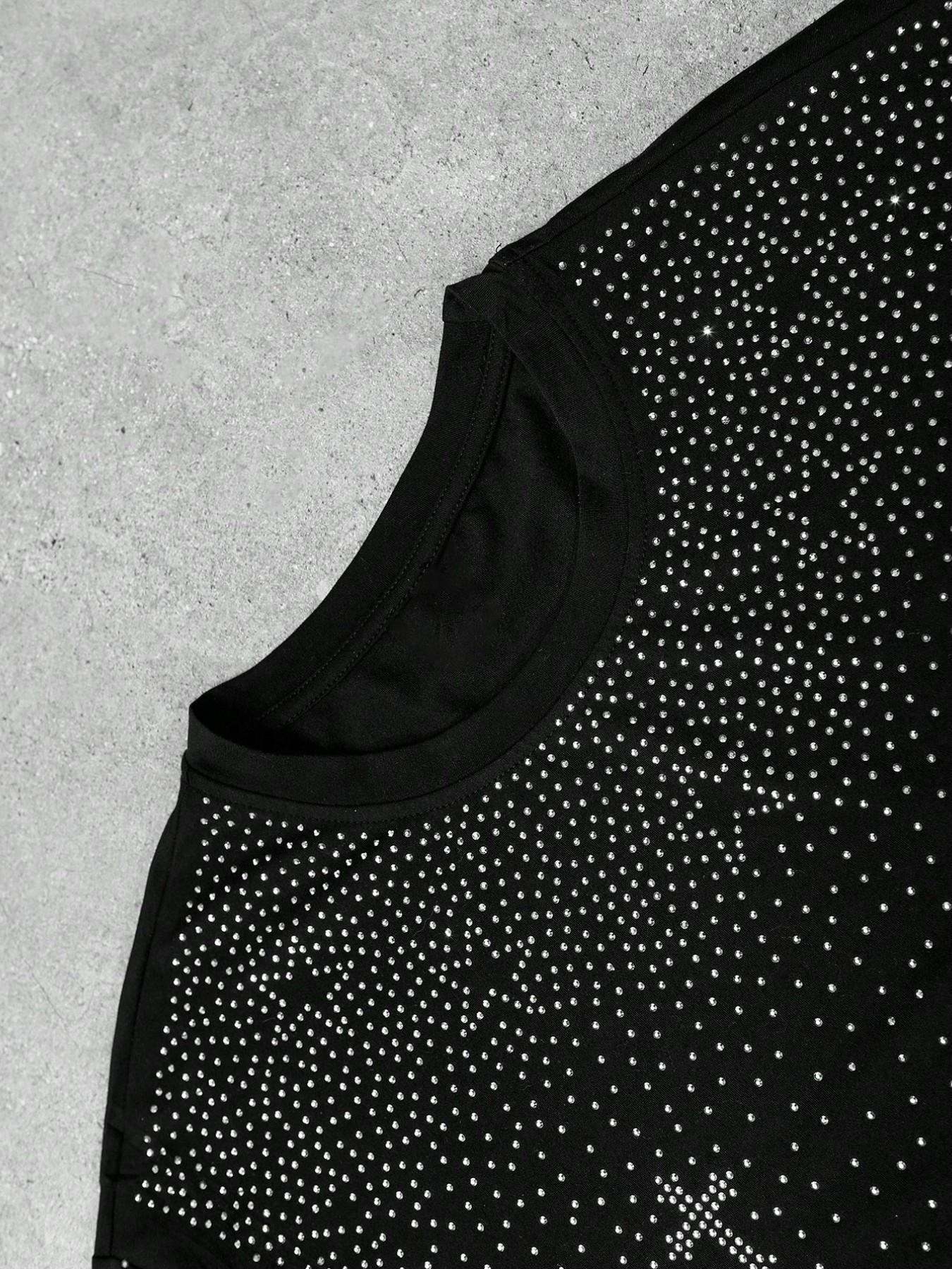 Men's Gothic Cross Rhinestone Embellished T-Shirt | Lightweight Breathable Polyester, Black Base with Sparkling Rhinestone Star & Cross Print, Oversized Fit, Y2K Streetwear Casual Tee, Ideal for Party, Night Out, Urban Street Style & Edgy Looks