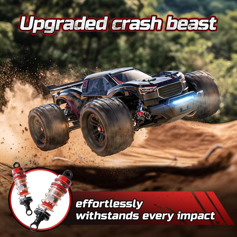 DEERC 1:14 Fast Brushless RC Car, 46+ MPH Off-Road 4WD Truck, 2*3S Lipo Waterproof High-Speed RC Truggy, 7 Lighting Modes, All-Terrain for Snow, Sand & Mud