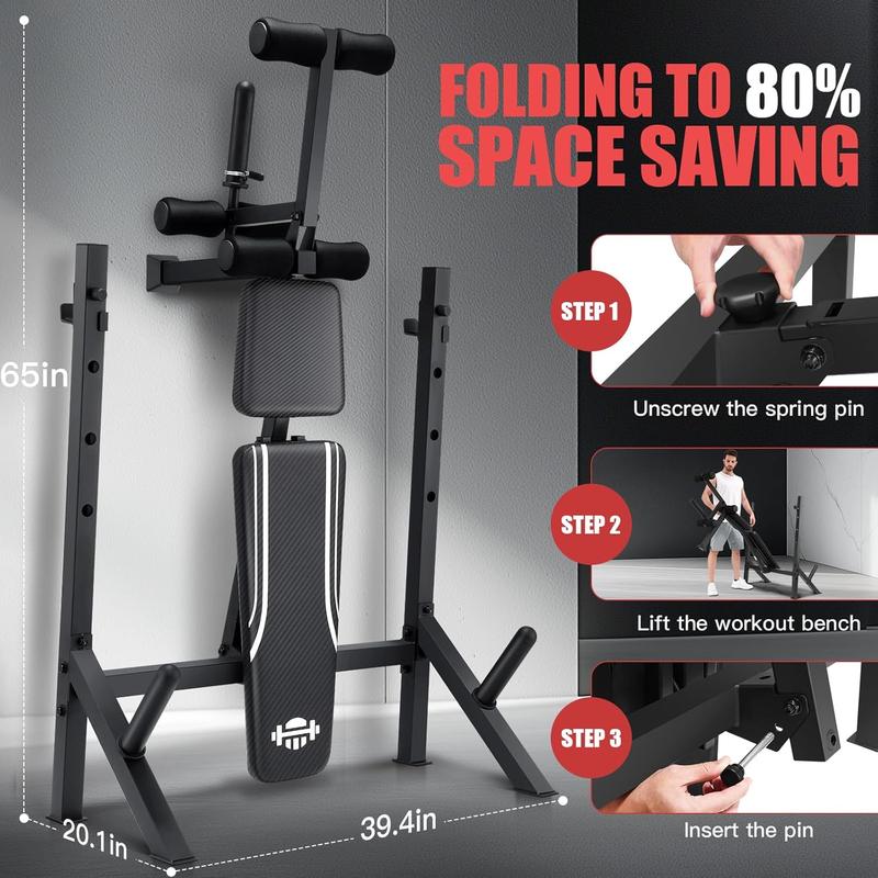 【TikTokShopBlackFriday】OPPSDECOR 600-900bls Adjustable Bench Press Weight Training Bench Set with Squat Rack and Leg Extension, Total Body Workout Folding Exercise Bench for Home Gym 【TikTokShopBlackFriday】OPPSDECOR 600-900bls Adjustable Bench Press Weight Training Bench Set with Squat Rack and Leg Extension, Total Body Workout Folding Exercise Bench for Home Gym