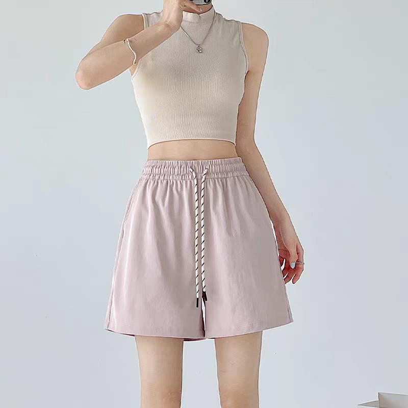 Blue quick-drying shorts women's summer 2026 new high-waisted outer wear casual wide-leg A-word sports five-point pants ro pa gym mujer