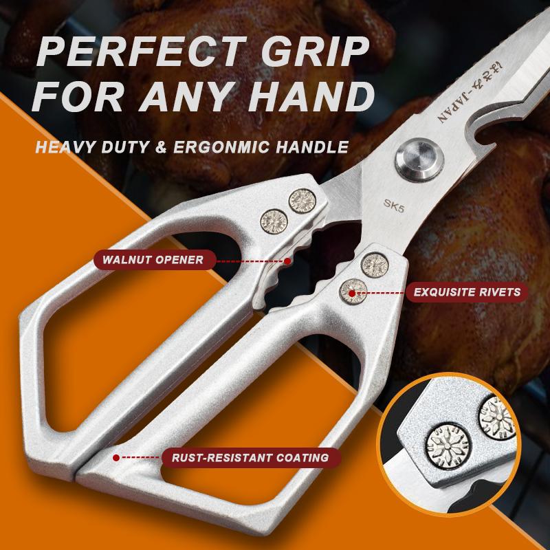 Kitchen Scissors All Purpose - Stainless Steel Kitchen Shears, Sharp Silver Meat Scissors, Dishwasher Safe, Heavy Duty Poultry Shears, Japanese Cooking Scissors for Food, Chicken Bones, and Turkey – Perfect Father's Day  Gift!