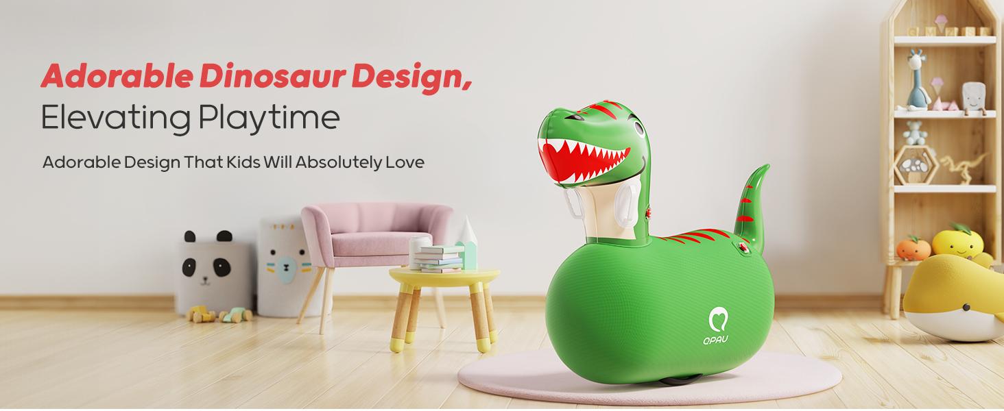 QPAU 1/2 PCS Bouncy Animal Hopper Toys (Dinosaur, Reindeer, Bull & Cute Dino) - Medium for 2+, Large for 5+, Inflatable Ride-On Jumping Bouncer, Indoor & Outdoor Energy Release Toy for Kids Boys Girls