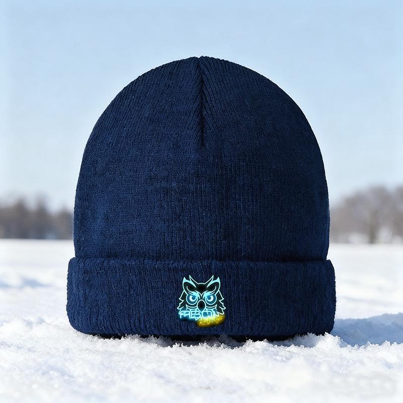 Neon Owl Printed Knitted Beanie Hat Warm Winter Outdoor Ski Cap for Adults Suitable for Casual Wear Cold Weather Activities Perfect Christmas Thanksgiving Birthday Gift Idea for Men Women Teens and Young Adults