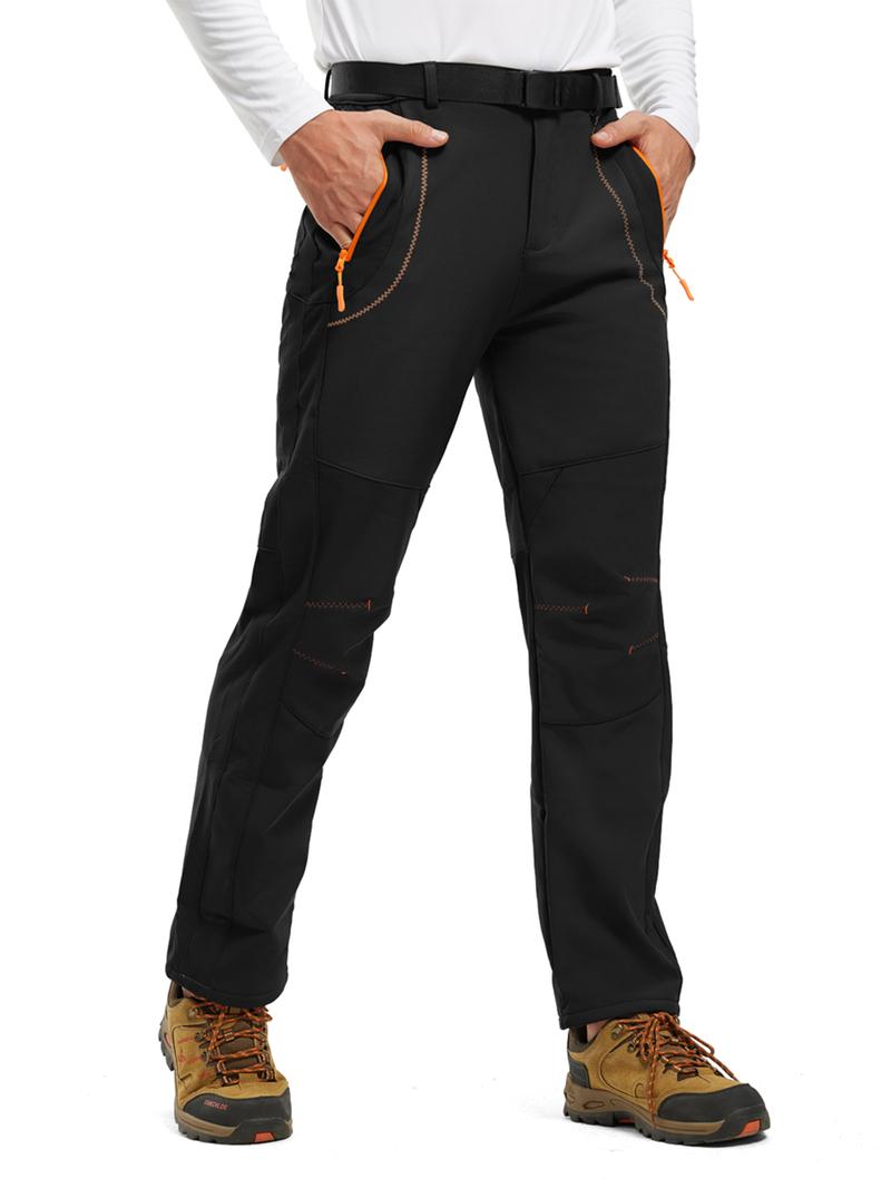 YSENTO Men's Snow Ski Hiking Pants Waterproof Winter Fleece Lined Pants Camping  Ice Fishing Pants with Belt High Rise Joggers High Waisted Joggers