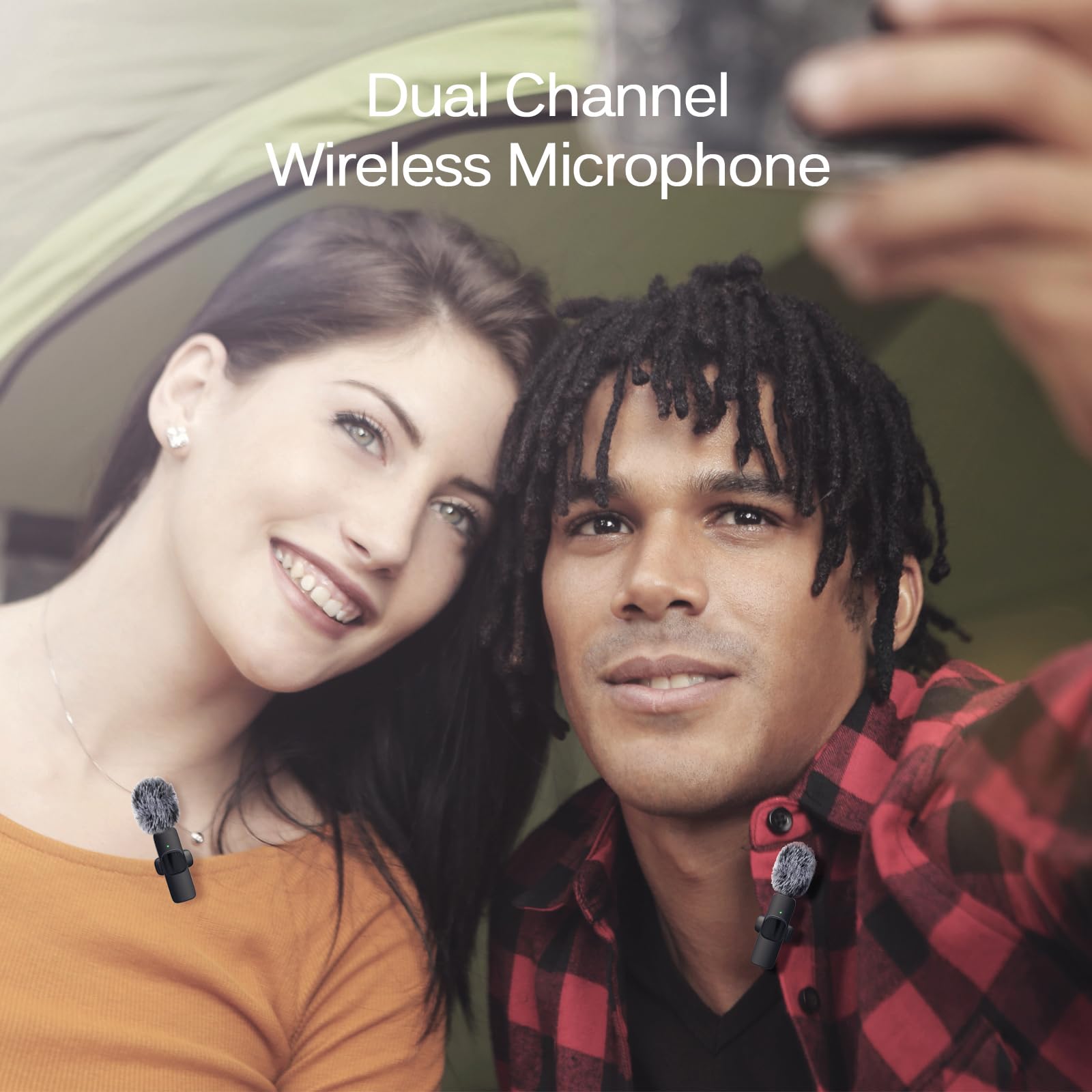 Professional Noise Reduction Wireless Lavalier Microphone Compatible with iOS/Android/PC - Instant Setup, Crystal Clear Audio for Podcasting, Video Recording, Facebook & TikTok