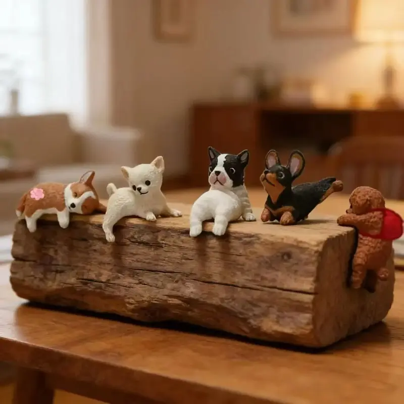 5Pcs Realistic Dog Figurines, Hand Painted Tiny Puppy Figures, Cake Topper for Birthday Easter Egg Decor, Mini Dog Decor Gift