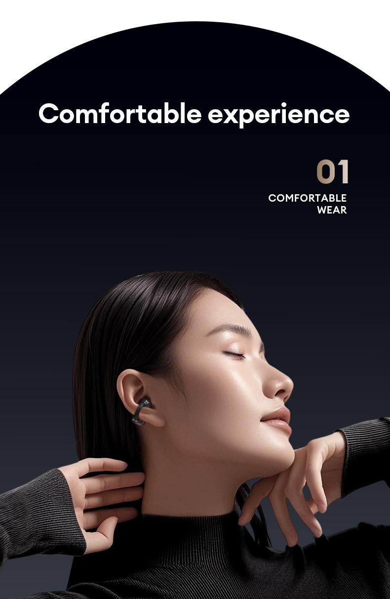 HYUNDAI C03 Clip-On Wireless Headphones with DT6.0 Pulse Directional Technology, 360° ACS Panoramic Sound, IPX5 Waterproof Audio Earbuds for Music & Phone Calls, Comfortable for Sports & Workouts
