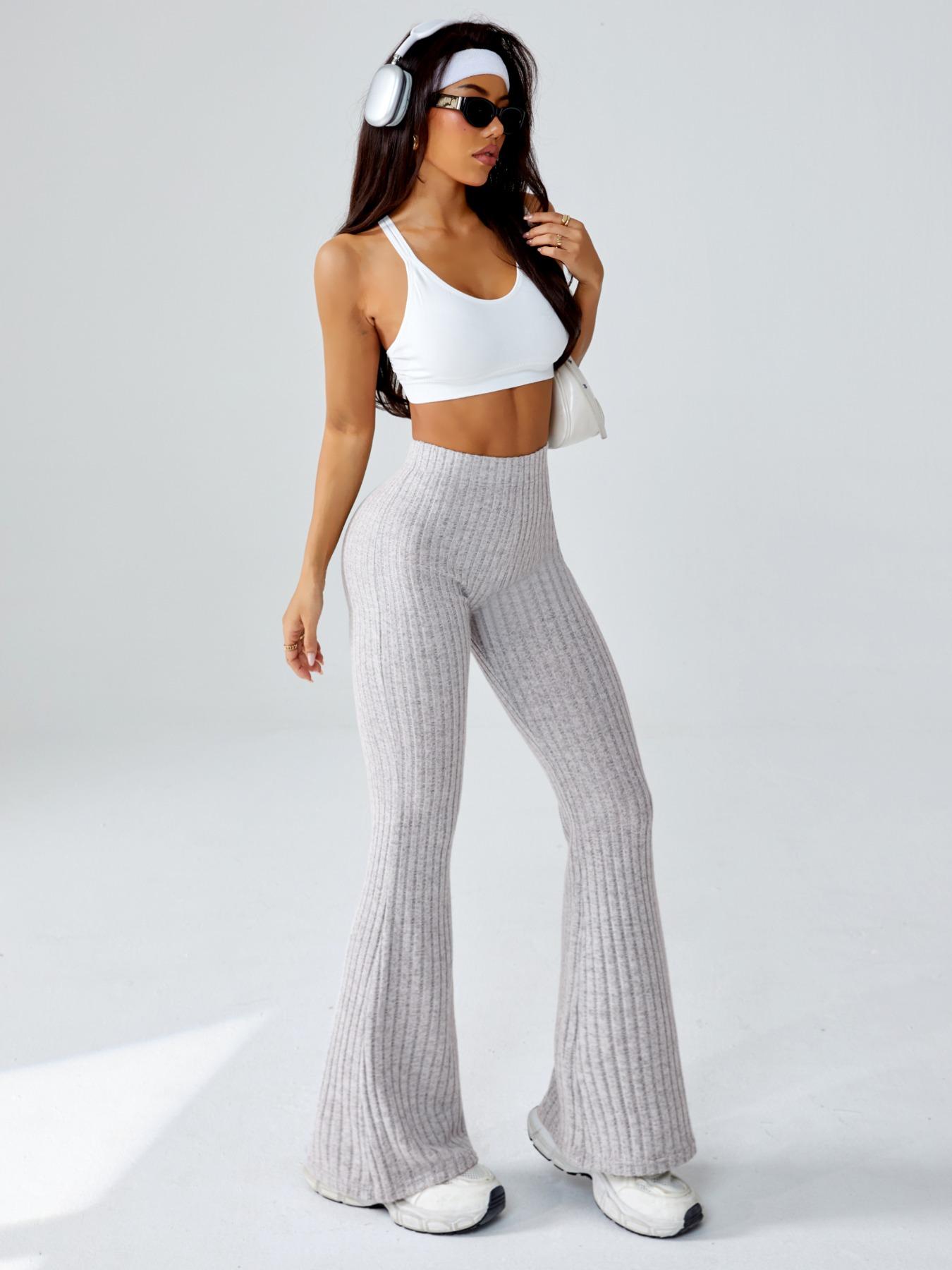 Women's Halloween High-Waisted Sporty Yoga Pants, Tight-Fitting Knit Fabric, Fall & Winter Casual Wear, Fashionable Ladies Activewear, Solid Flare Leggings