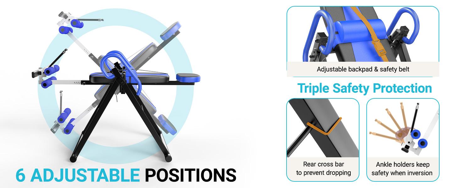 YOLEO Gravity Heavy Duty Inversion Table for Pain Relief Therapy with Headrest & Adjustable Protective Belt Back Stretcher Machine YOLEO Gravity Heavy Duty Inversion Table for Pain Relief Therapy with Headrest & Adjustable Protective Belt Back Stretcher Machine