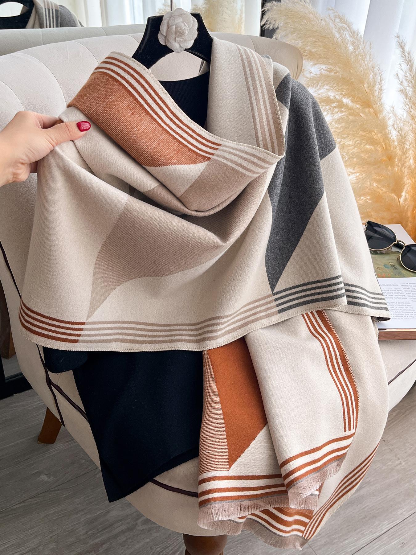 Colorful Patchwork Print Scarf, Soft Warm Shawl Wrap for Fall & Winter, Casual Fashion Accessory, Modern Daily Wear, Thick Woven Fabric