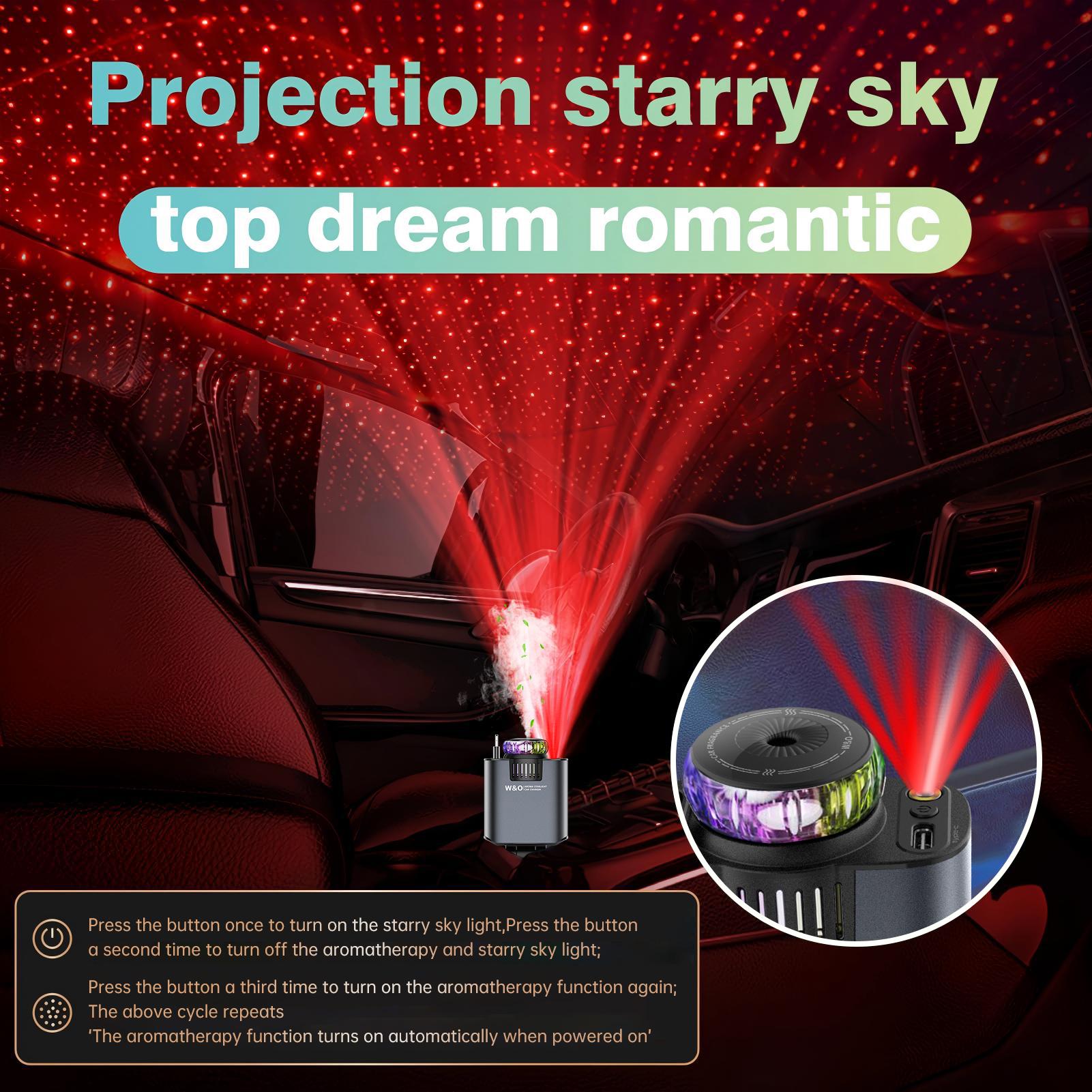 Aromatic Starlight In Car Roof Retractable Car Charger 5-in-1 Smart Car Charger Lightning Cable Fast Charging Adapter red light Car Air Freshener Starlight
