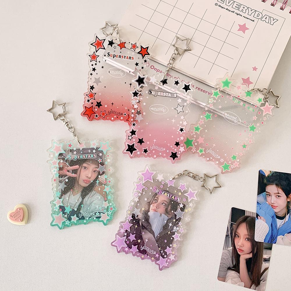 INS Style Star Photo Card Holder Photocard Case Instant Camera Photo Frame Keychain Backpack Pendant 3inch Idol Photo Holder