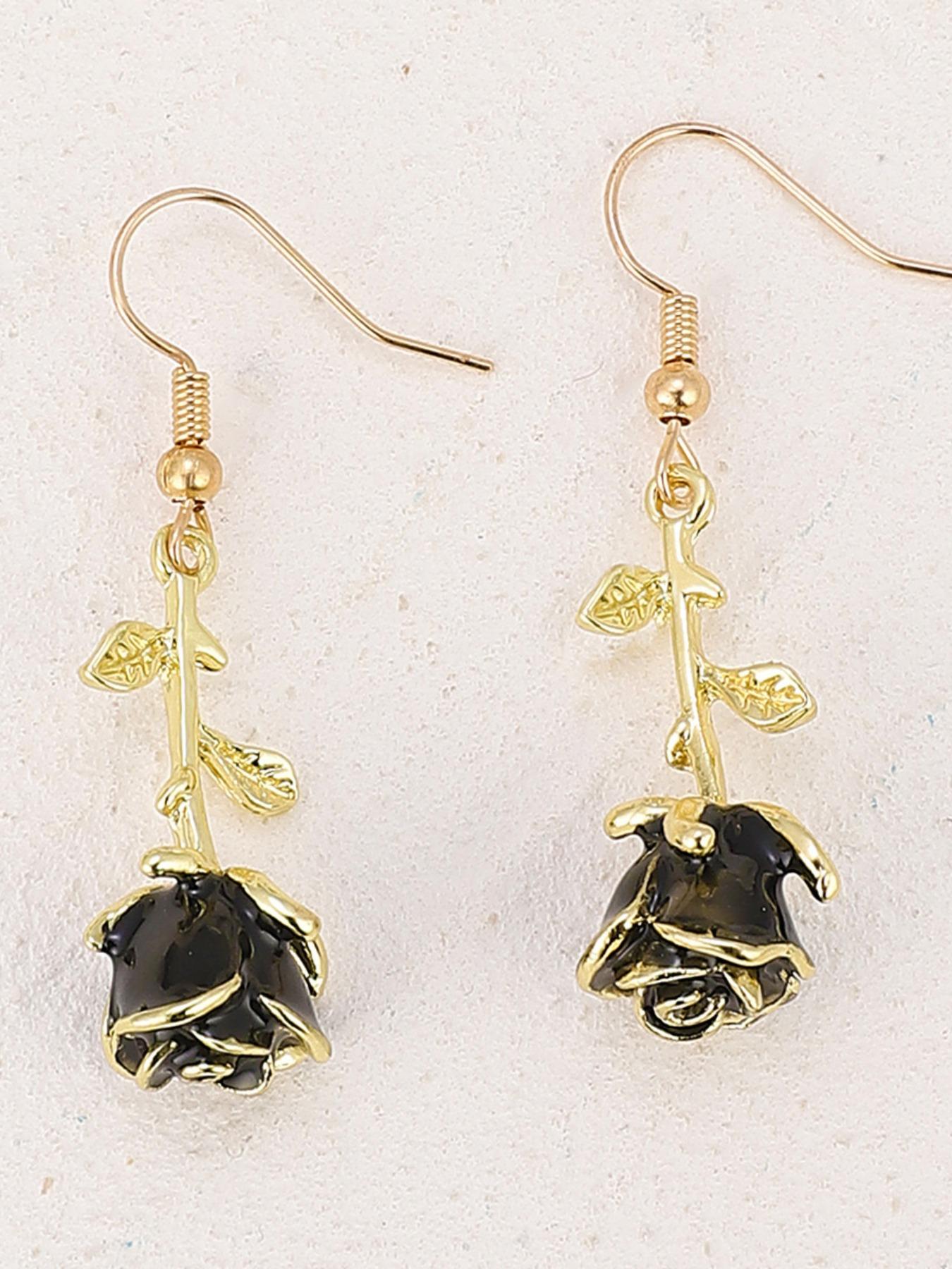 Vintage Rose Flower Earrings, Simple Fashion Ear Studs, European and American Style, Trendy Floral Jewelry, Elegant Accessory