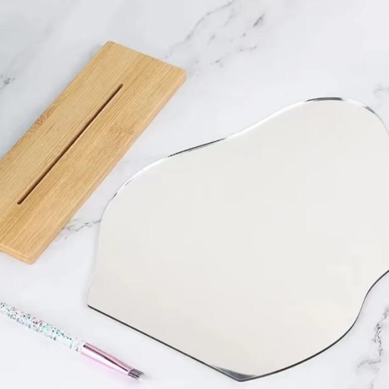 Style Irregular Wooden Makeup Mirror, Desktop Unique Shape Touch-Up Mirror, Photo Atmosphere Enhancer, Perfect for Beauty Lovers