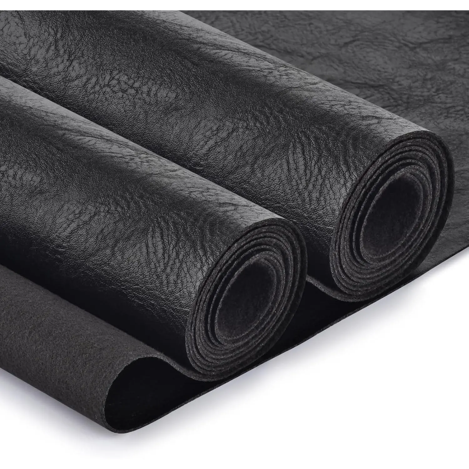 Faux Leather Fabric, Soft Synthetic PU Fabric Material, Thick Durable Synthetic Repholstery Leather Vinyl, Soft Touch Distressed DIY Crafts, Upholstery - Individual 1 Yards Cut 36" x 54"- Black