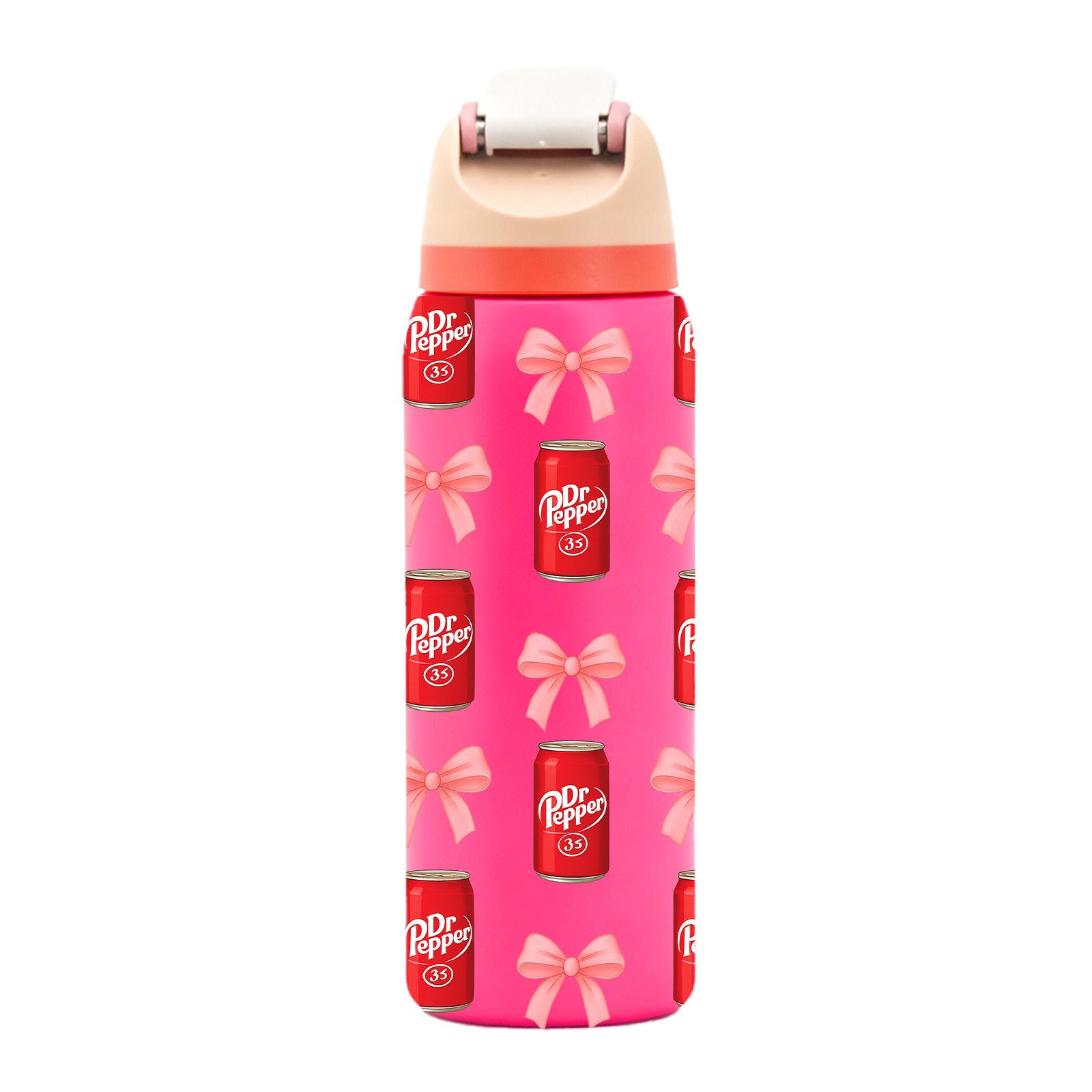 AuraCup 19/24/32oz Insulated Tumbler with Lid & Straw, Cute Pink Bow Pattern, Double-Walled Leak-Proof Stainless Steel Water Bottle for Hot & Cold Drinks, Aesthetic Cup, Hydration Tumbler, Perfect Gift for Girls