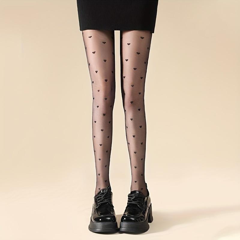 Women's Heart Print Stockings, Soft Lightweight, All-Season Comfort, Versatile Fashion Accessory, Enhance Elegance and Style