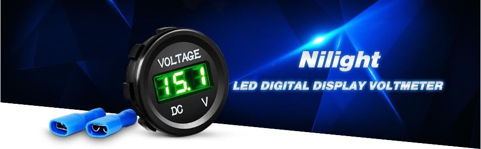 Nilight LED Digital Display Voltmeter Panel 12VDC Waterproof Digital Round Panel Volt Tester Gauge for Boat Marine Vehicle Motorcycle Truck ATV UTV vehicle lighting led cardisplay flexible leddisplay led display