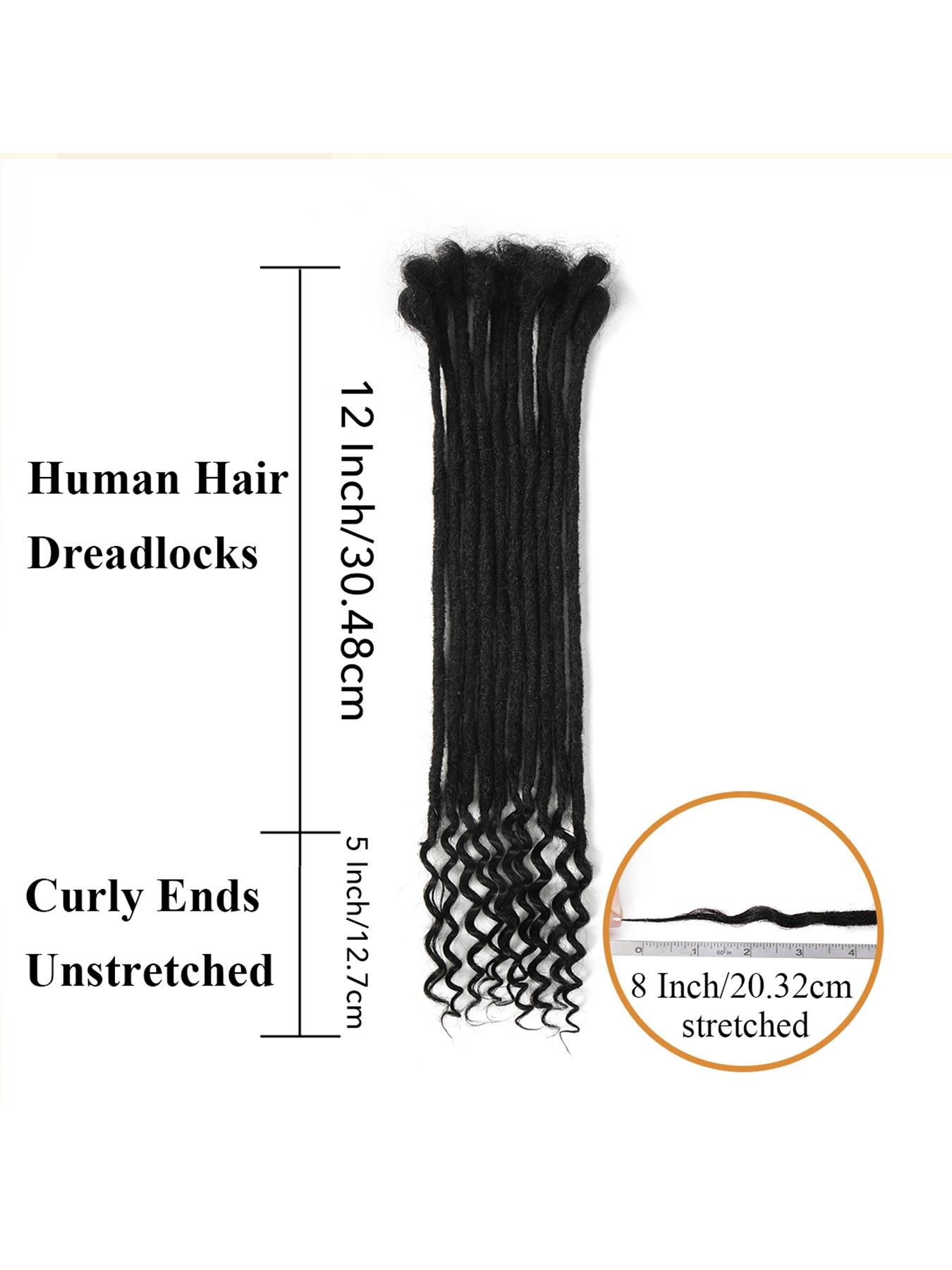 Loc Extension Human Hair 0.4cm Width 12inch 30 Strands 100% Full Handmade Permanent Dreadlock Extension Human Hair for Women/Men/Kids Can Be Dyed Bleached Curled