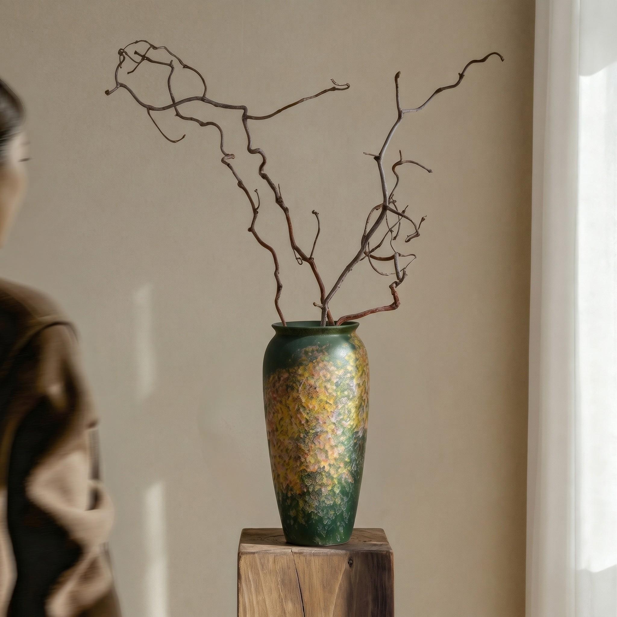 Vintage Ceramic Vase, Worn Gradient Spot Glaze Art Vase, Retro Wabi Sabi Home Decor Dried Flower Vase, Living Room Tabletop Decoration