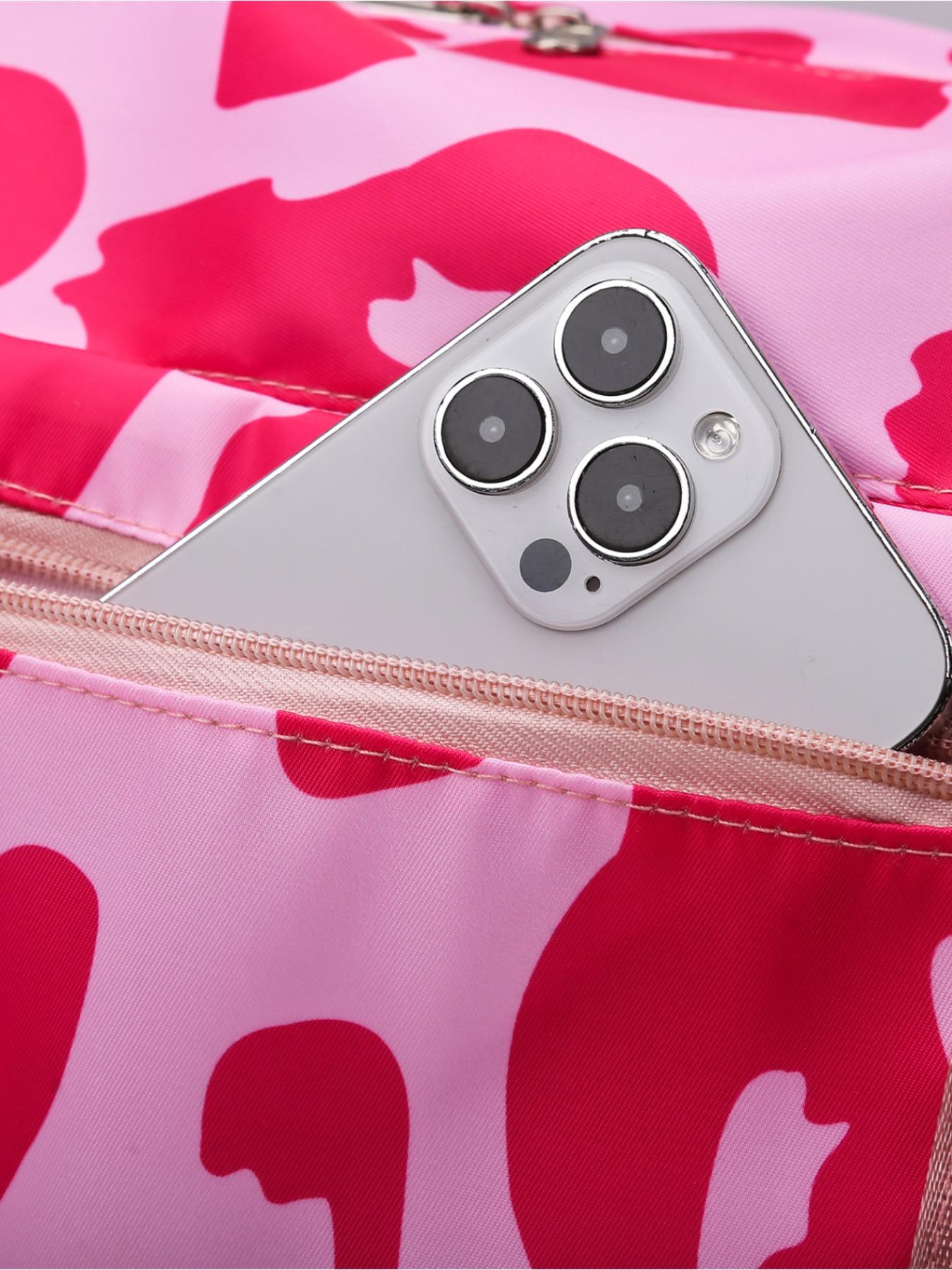 Sweet Pink Leopard Print Travel Duffle Bag for Women Large Capacity Expandable Short Trip Luggage Waterproof Hospital Bag, Gym Bag, Back-to-School Bag